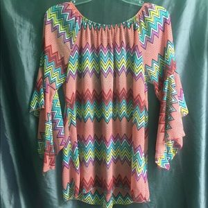 🧵 ✂️ 🧡Chevron💜pastel sheer blouse